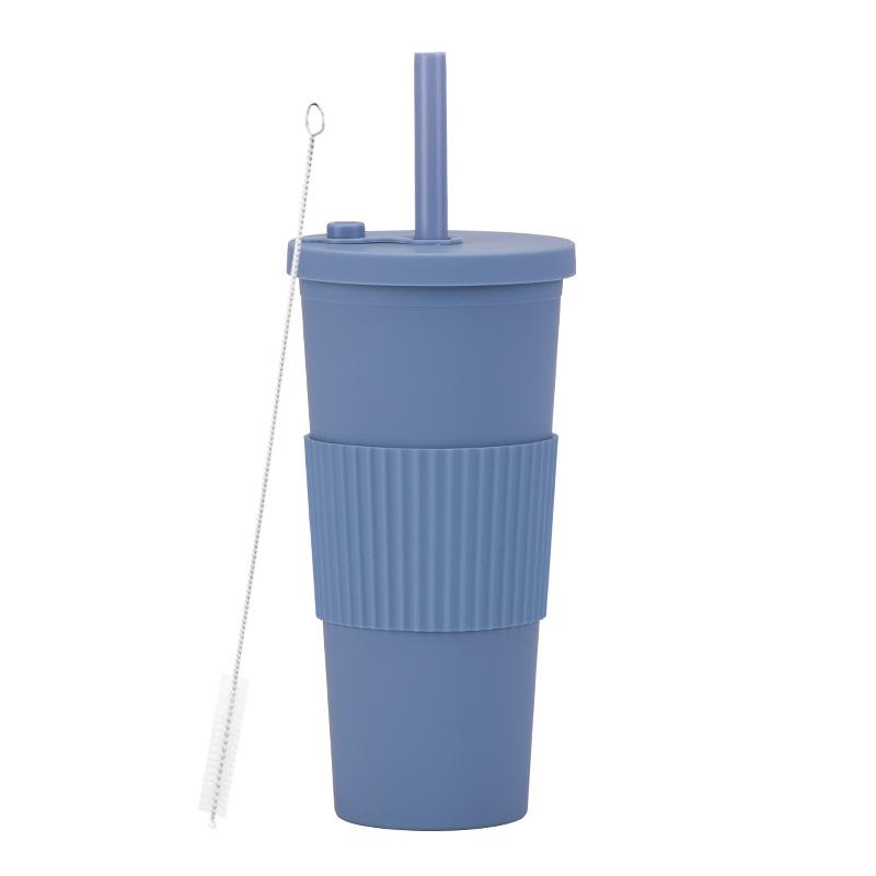 2025 Large Capacity Double Layer Plastic Cup Large Hole Straw Pearl Boba Milk Tea Cup Portable Outdoor Straw Cup