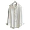 Chemise Femme Revers Manches Longues Patte Boutonnée Chemise Décontractée Couleur Unie Style Navette Hauts