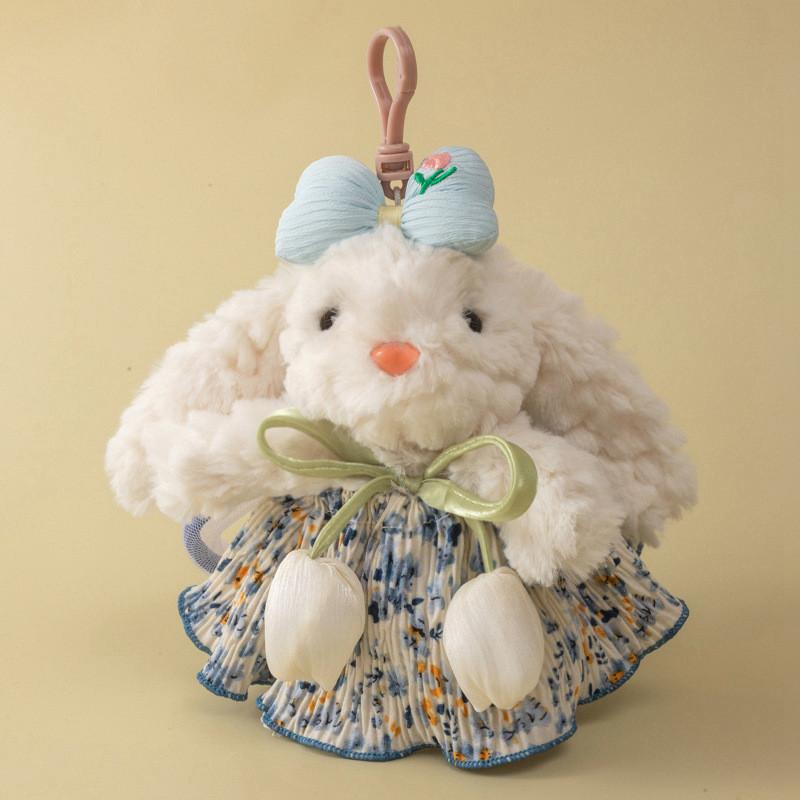 Cute Plush Bunny Bag Charm With Long Fur Material For Couples Gift