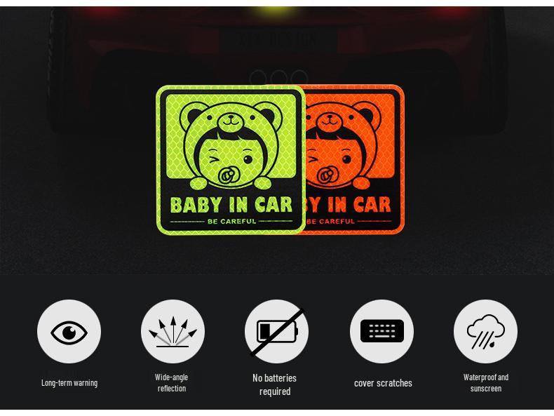 Super Reflective Baby & Pregnant Woman Warning Sticker for Car Interior