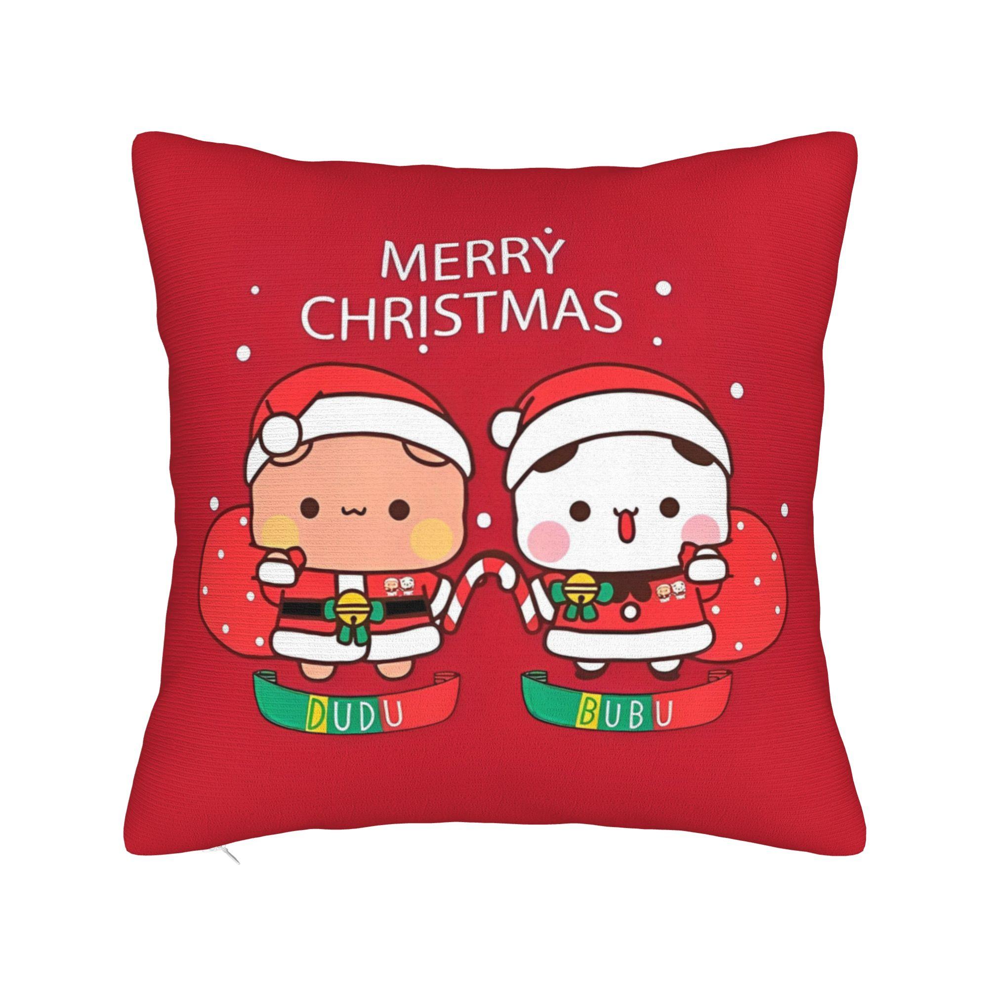 Mochi Brownie Bear and Baby Panda Active Throw Pillow Cover Polyester Throw Pillow Bubu and Dudu  4545cm Pillowcase 30x30cm 12x12in