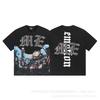Unisex Vintage American Style Loose Fit Cotton Tee With Embellished Letter Print Round Neck Short Sleeve