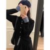 Fake two-piece button-knitted jacket women's spring plaid splicing sweater casual lazy top cardigan