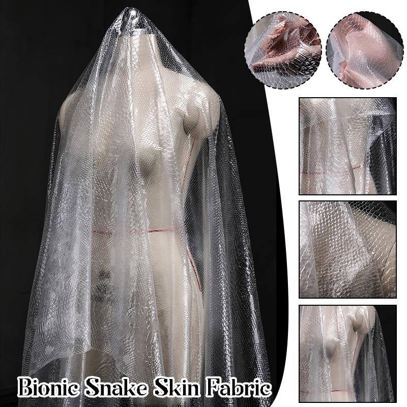 Snake Skin Pattern Semi-transparent TPU Fabric Matte Waterproof Film Designer Fabric DIY Sewing Dress Clothes Raincoat Bag Decor