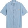 Single Breasted Loose Short Sleeve Shirt Men Shirts Blue OM00424WC5006-P470