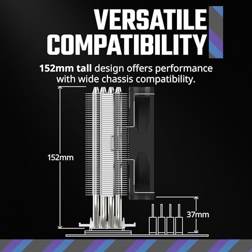 Cooler Master Hyper 212 Spectrum V3 CPU Air Cooler with ARGB Synchronization, 120mm PWM Fan, 4 Copper Direct Heatpipes, 152mm Tall, for AMD Ryzen AM5/