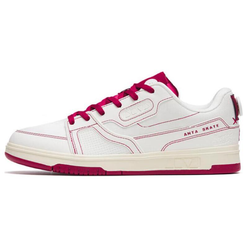 Anta AOYU Cushioning Wear-Resistant Low-Top Skateboard Shoes Men s White Red Sneakers 40