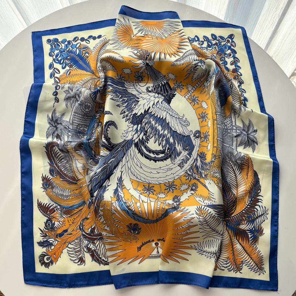 Soft Stain Retro Square Scarf For Women Elegant Ladies Hijab Neckerchief Shawl Luxury Imitation Silk Scarves For Travel