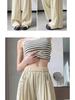 Ice Silk Women's High-Waist Wide Leg Pants - Summer 2025, Thin Apricot Drapey Style