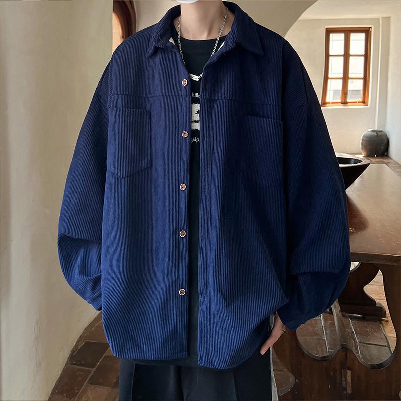 Spring Loose Casual Shirts Men Fashion Lapel Button All-match Solid Shirts Coats Men's Clothing Long Sleeve Tops Korean Shirt
