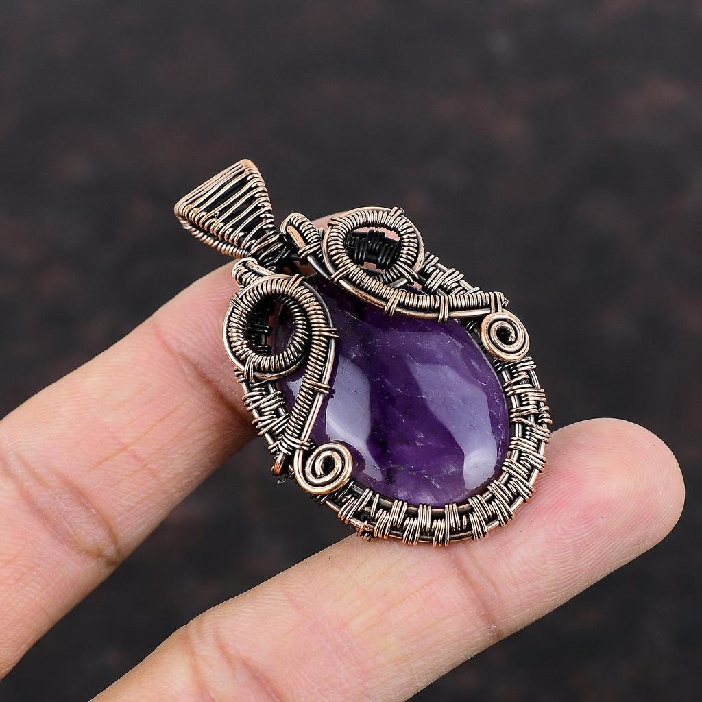 Star Amethyst Pendant Copper Wire Wrapped Pendant Real Gemstone Pendant Star Amethyst Jewelry For Gift Copper Wire Jewelry Handmade Pendant