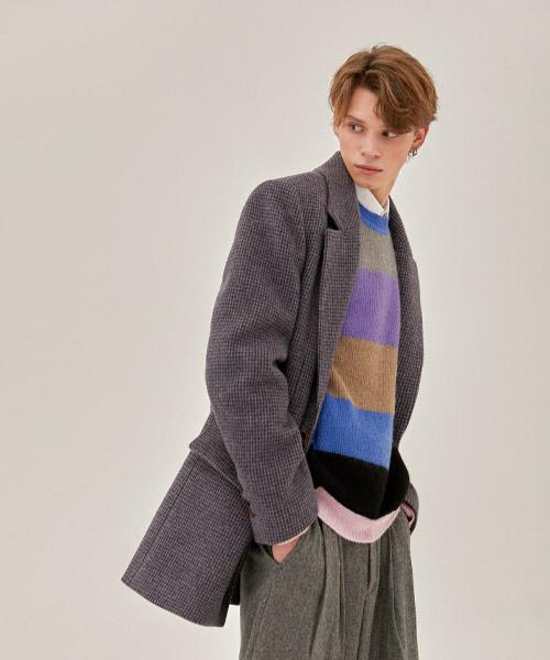 DENIVEL Men'S Rainbow Knit (Pink)