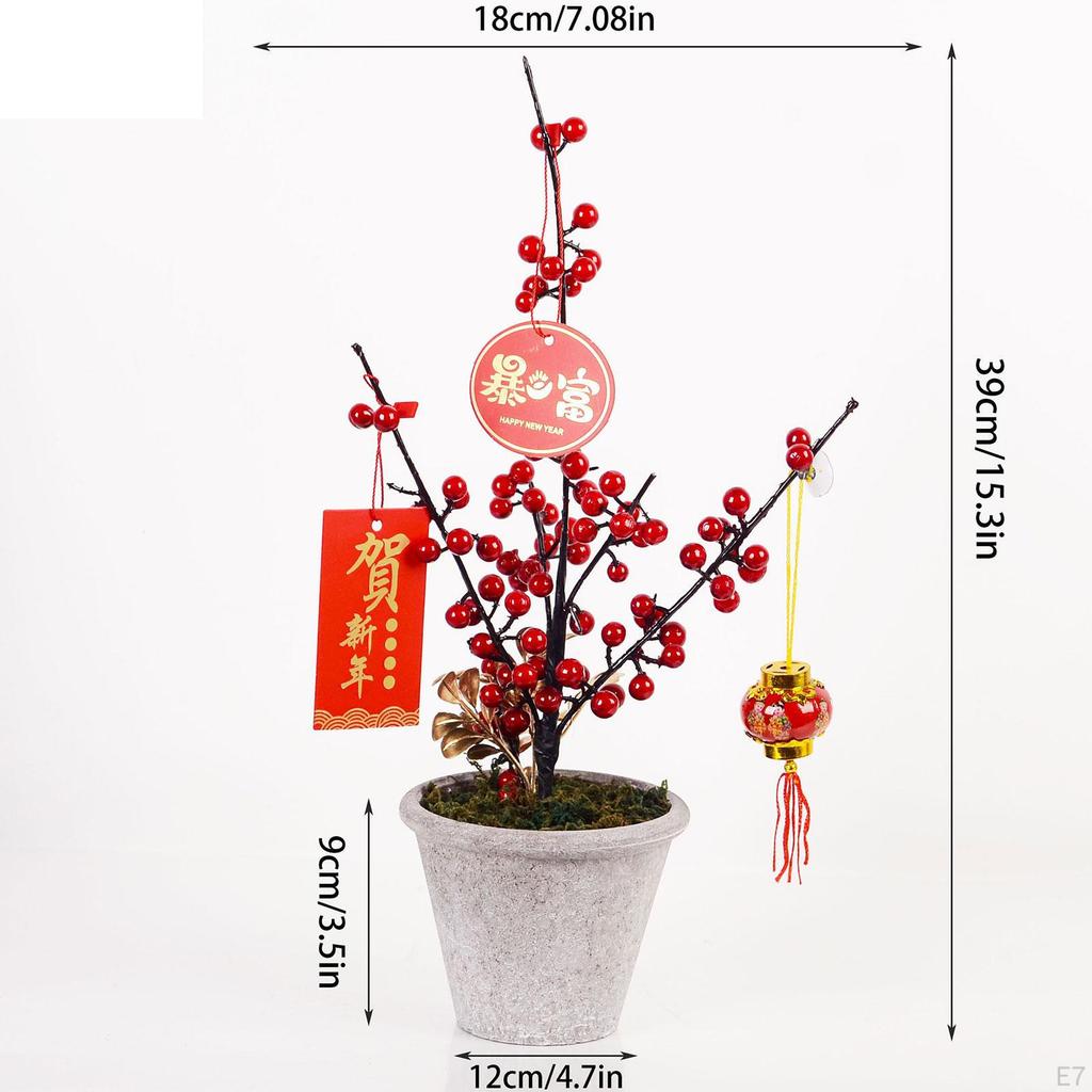 Artificial Potted Flower Bonsai Chinese Year Ornaments for Garden Dining Room