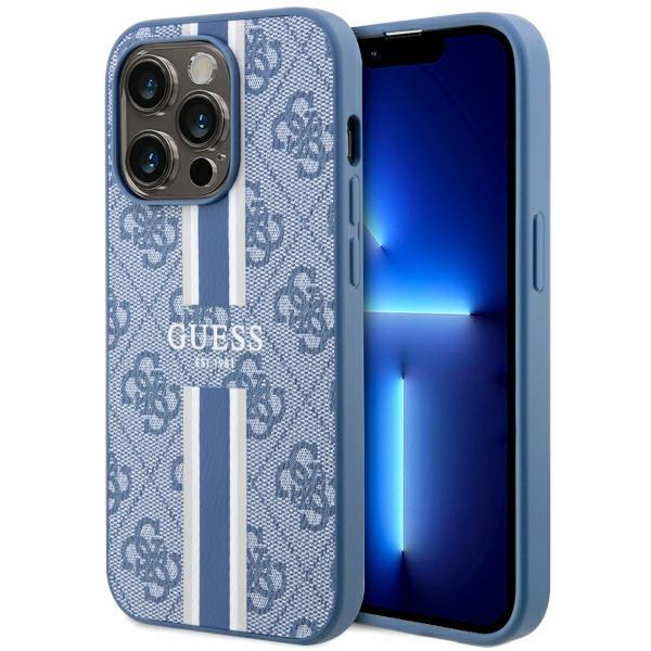 Guess Bleu Étui 4G Printed Stripes Pour Iphone 14 Pro Magsafe - Neuf - Image 3