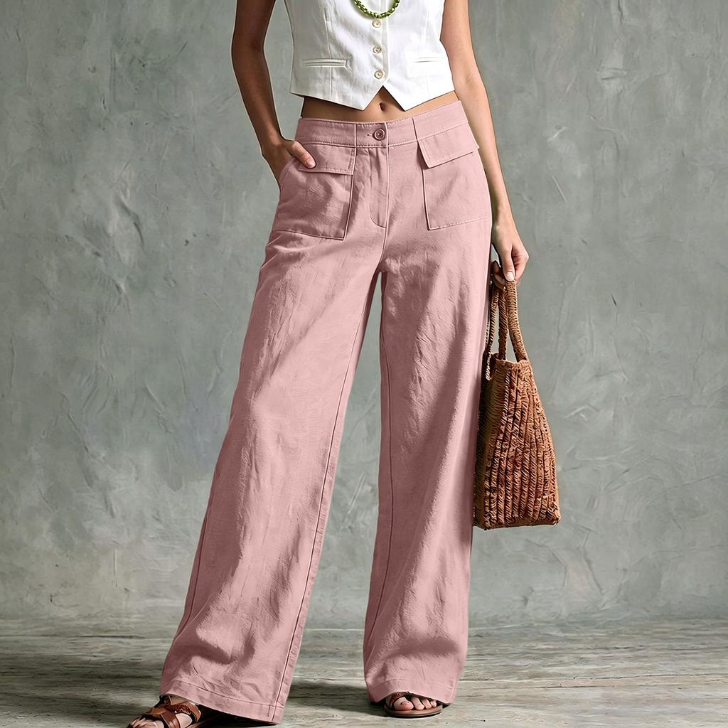 Women's Fashion Color Wide Leg Pants, Loose Fit Casual Trousers for Summer, and Daily Wear
