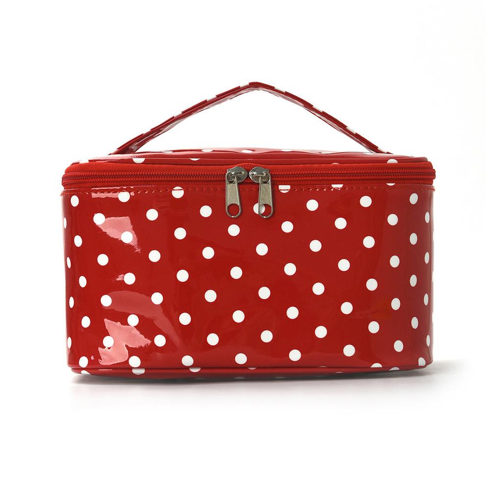 Polyester Striped Makeup Bag With Waterproof Design For Travel And Daily Use