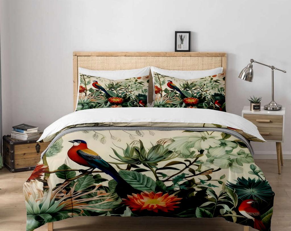 Watercolor Peacock Duvet Cover Set King Queen Double Full Twin Single Size Bed Linen Set