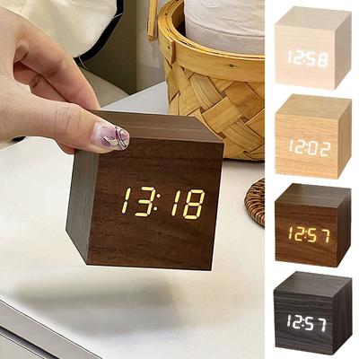 Wooden Desktop Clock LED Digital Alarm Clocks Bedside LED Alarm Clocks Electronic Clocks Office Decoration Reloj De Escritorio