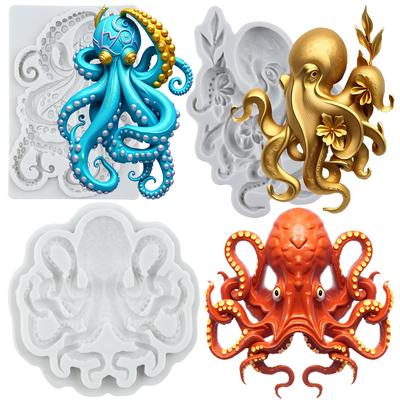 Oktopus Silikonformen Tintenfisch Fondantform Kuchen Dekoration Werkzeuge Cupcake Topper Süßigkeiten Schokolade Gumpaste Form