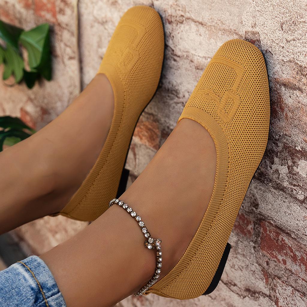 Fashion Spring and Autumn  New Outwear Solid Color Oversized Shallow Cut Shoes Women's Knitted Comfort Flat Shoes Women