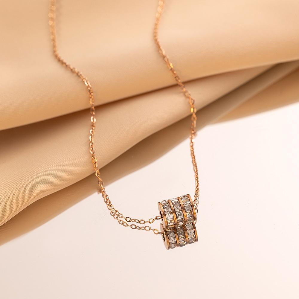 Stainless Steel Waterproof Gold-Plated Small Waist Pendant Necklace for Women Fashion Temperament Zircon Clavicle Chain Jewelry