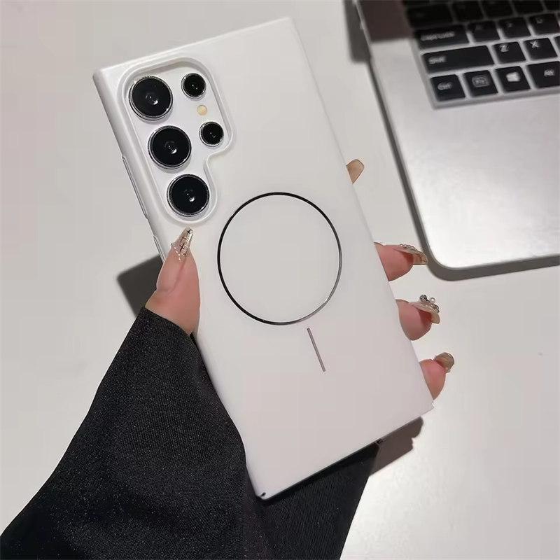 Plating Case Bumper for Samsung S25 Ultra/S24 Ultra/S25 Plus/S23 - MagSafe Wireless Charging Shockproof Hard Shell Cover