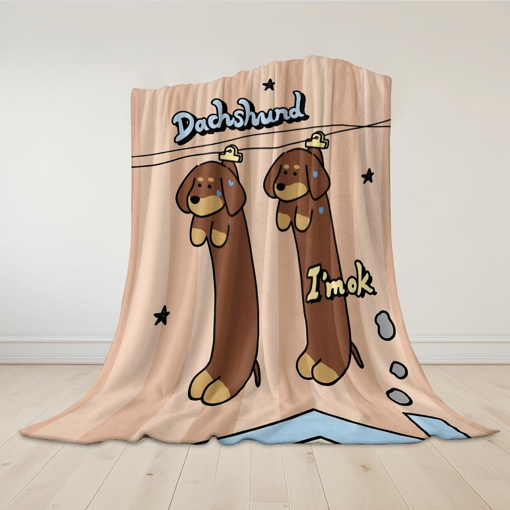 Dachshund Hanging Up Flannel Blanket Warm Soft Halloween Christmas Couch Warm Cozy Decorative Decor Gift for All Season
