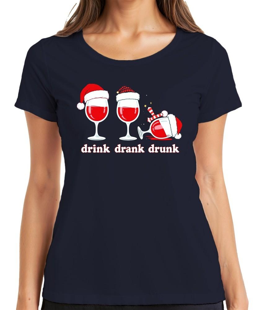 Drink Drink Drunk Wine Christmas Funny Gift Wine Lover Ladies T Shirt S