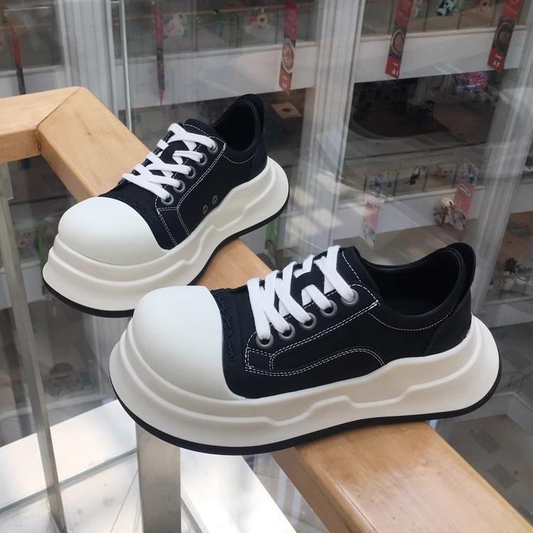 Casual Mickey Big Head Shoes Women's 2025 New American Retro Platform Heightening Canvas Shoes Leather Bread Shoes Casual