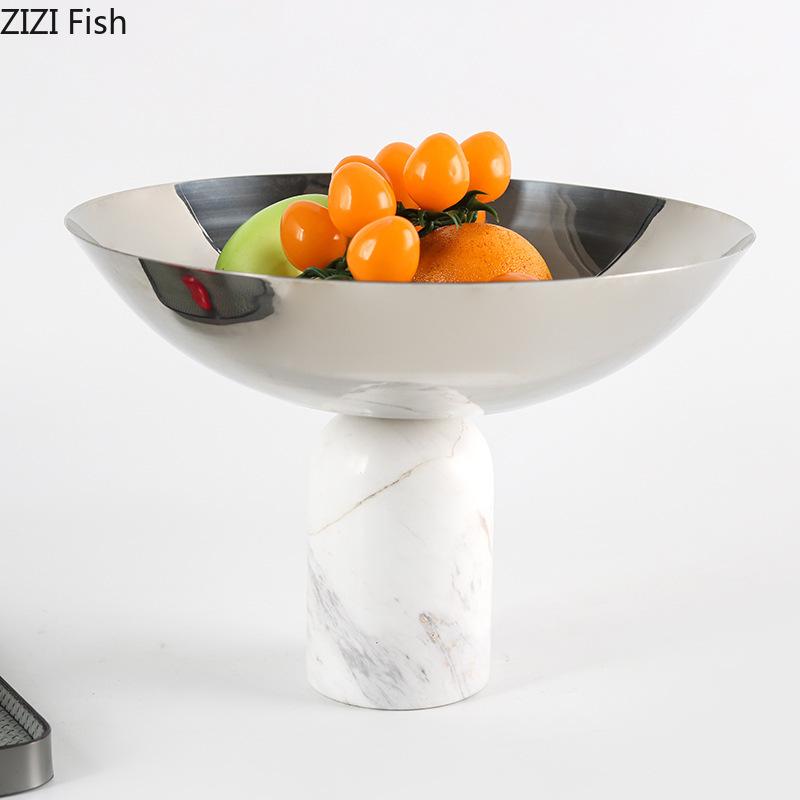 Srebrna Misa na Owoce Marmurowa Podstawa Taca do Przechowywania Misa na Przekąski i Orzechy Hotel Restauracja Płyty na Owoce Domowa Kuchnia Naczynia do Deseru