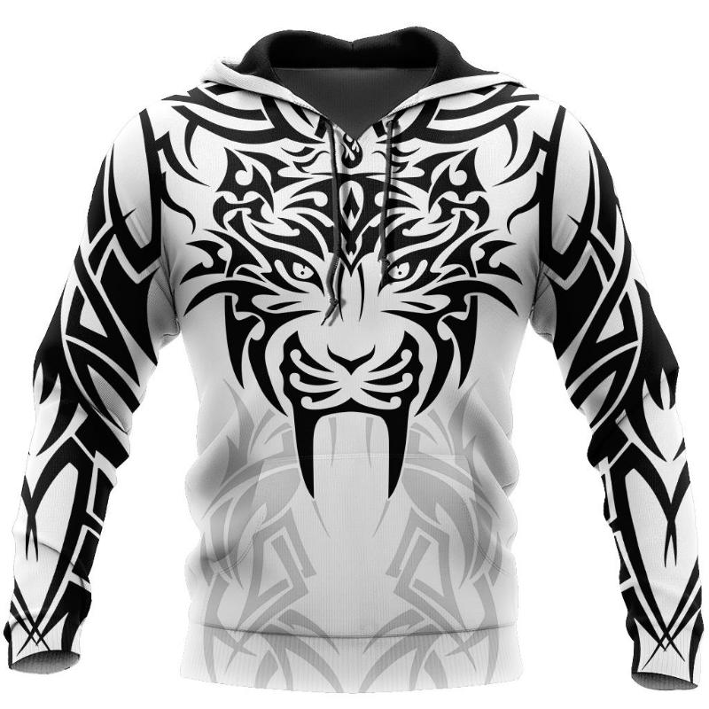 Spring and Autumn Men's Wolf Animal Pattern 3D Printing Hoodie Harajuku Fashion Hooded Sweatshirt Unisex Casual Pullover 01