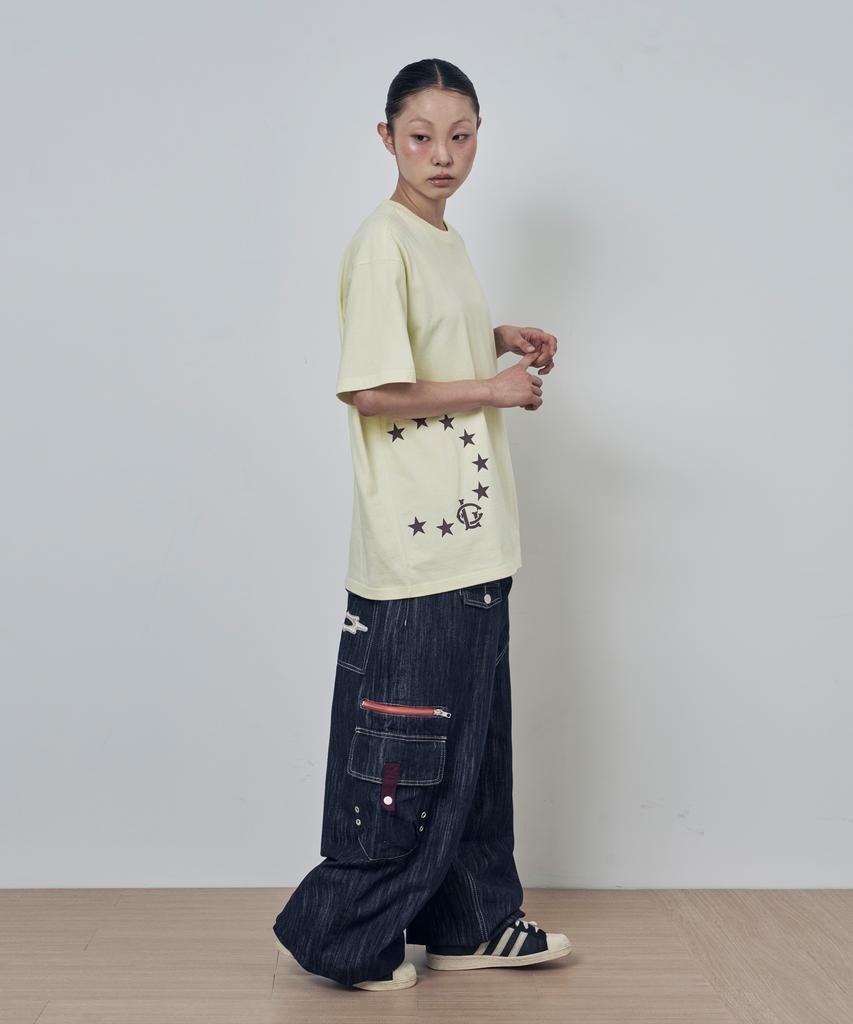 Lujeoseukeulleob Circle Star Logo Short Sleeve T-Shirt Yellow