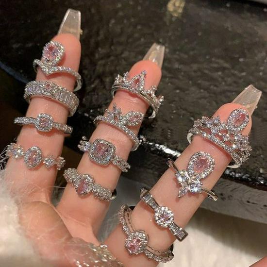 Zirconia Diamond Geometric Heart Open Ring - Fresh High-end Jewelry for Index Finger