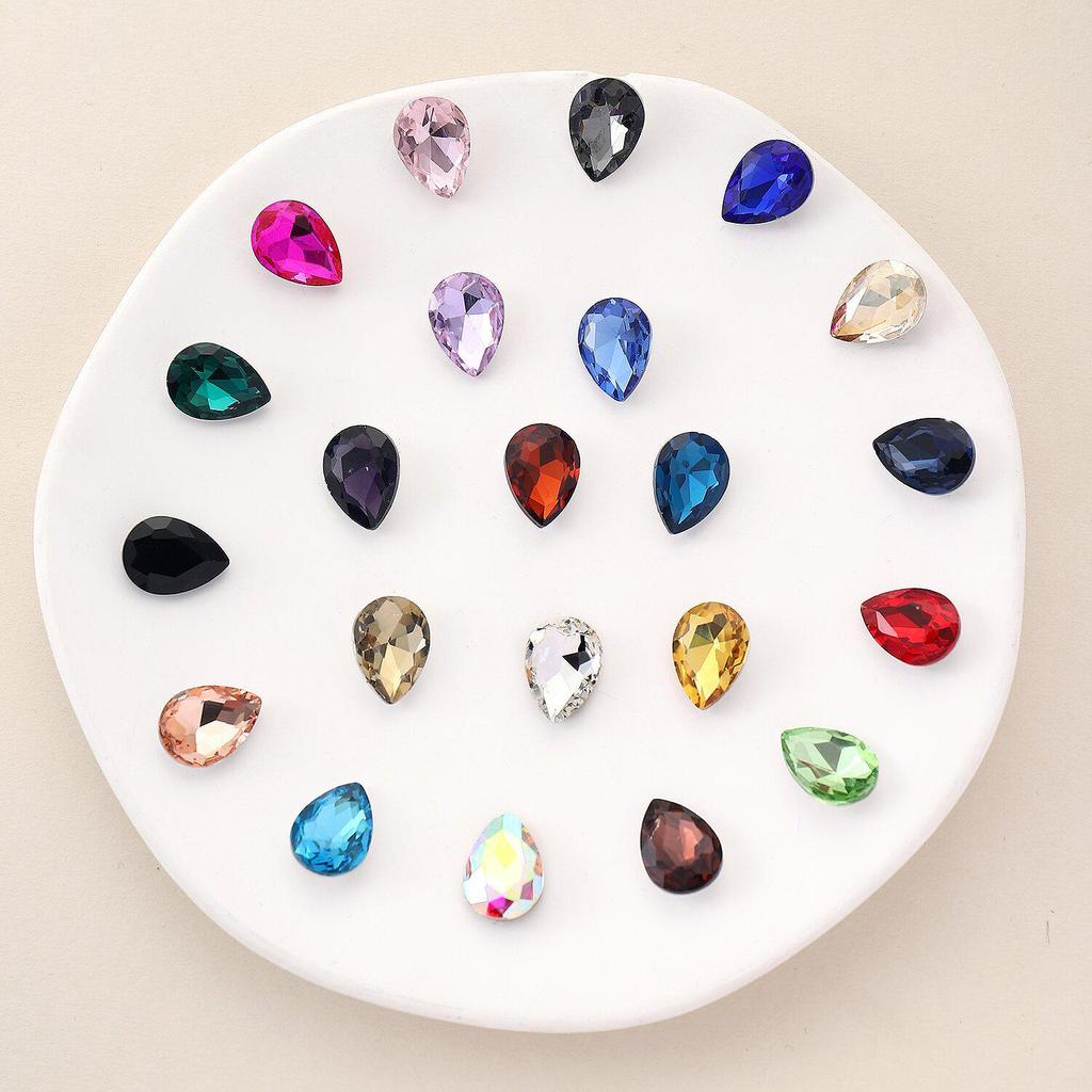 Colored Glass Teardrop Pointed Rhinestones for Shoes, Bags, Nail Art & DIY Accessories