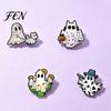 Holiday Party Favor Halloween Cartoon Ghost Enamel Brooch, Spooky Metal Lapel Pin, Costume Accessory Sweater Cardigan Coat Suit Scarf Decor, Men Women