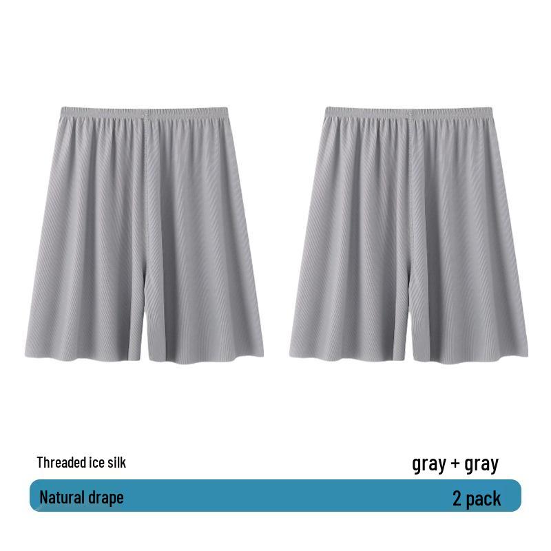 Men's Summer Ice Silk Pajama Pants, Plus Size, Lightweight, Loose-Fit, Five-Point Shorts