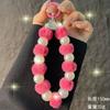Autunno Inverno Peluche Cordoncino per Telefono Moda Perla Pompon Perline Catena Pendente per Telefono Corto da Polso Catena Portatile