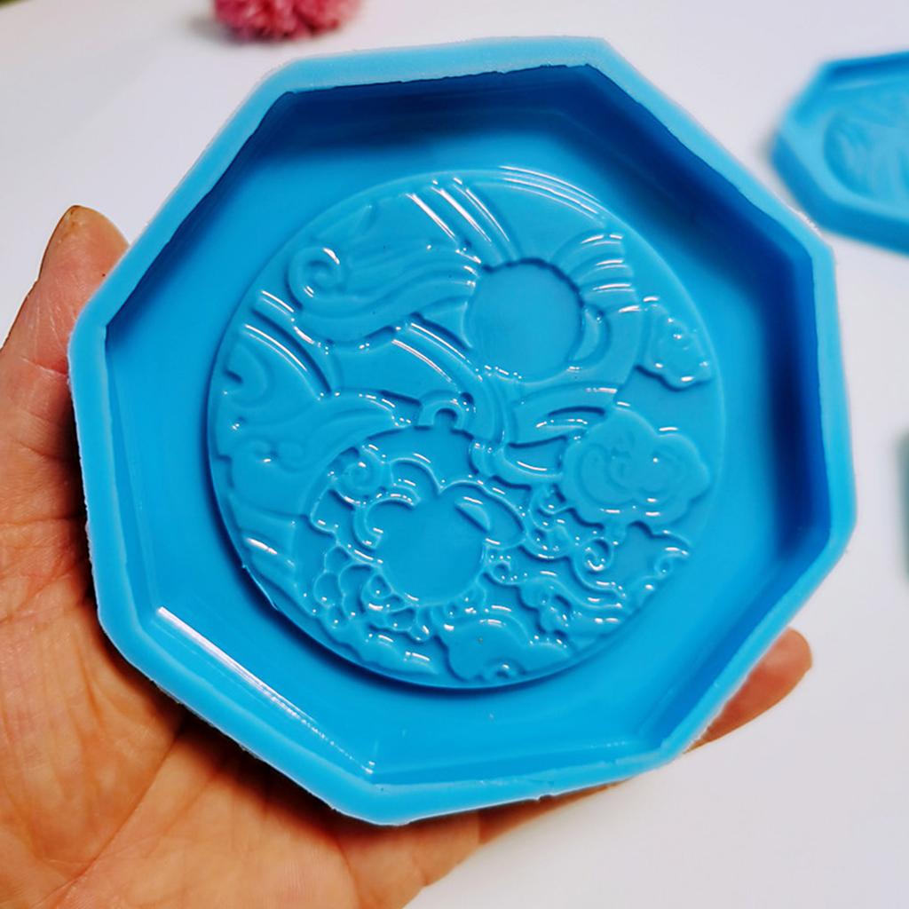 For Creative New Year Totem Coaster UV Crystal Epoxy Resin Mold Cup Mat Pad Silicone Mould DIY Crafts Home Decoration Mo
