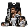 Set de 3 Piezas para Niños Mochila Estrella de Fútbol Estudiante Bolso de Hombro Escolar Bolsas para Lápices Ronaldo Mochila Escolar CR Mochila Mejor Regalo