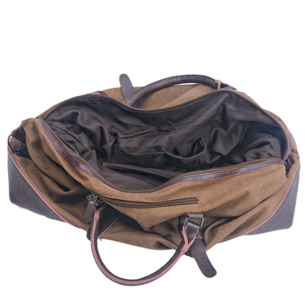 Men's Large Capacity Canvas Messenger Bag with Imitation Leather - Great for Travel and Fitness.