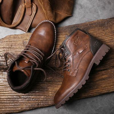 Men Motorcycle Boots Retro Lace Up Ankle Boots Casual High-top Shoes for Male Wear-resistant Desert Boots Zapatos Boots 2024