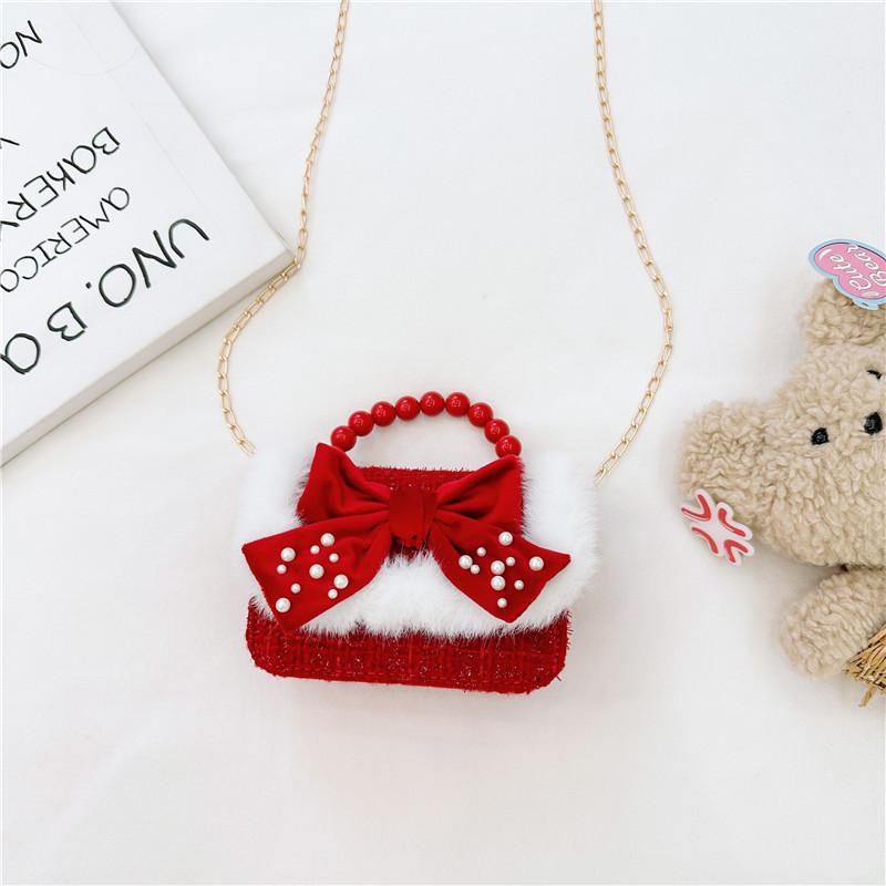 Stylish Girls Pearl Handbag With Chic Chain Strap And Adorable Bow Pattern For Toddlers