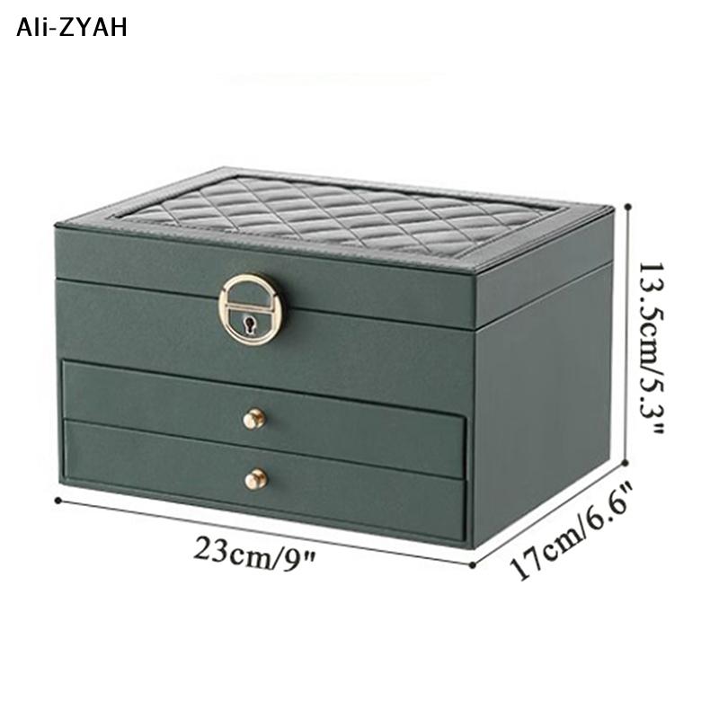 3 Layers Jewelry Organizer Christmas Gift For Lady With Lock Necklace Earring Jewelry Box
