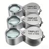 10-30X Gold/silver Boxed Portable Blinds Folding Three Piece Jewelry/labels/reading Eye Tools Reading Magnifying Glass
