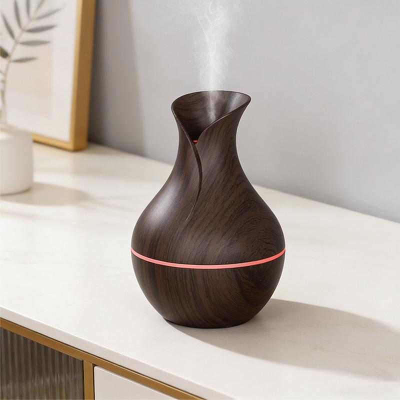 LED Wood Grain Aroma Diffuser 200ML Ultrasonic Humidifier Essential Oil for Home Office Bedroom Decorator