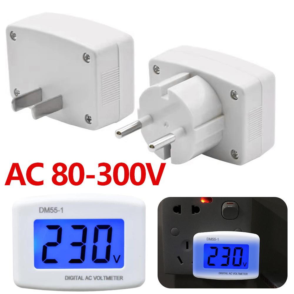 DM55-1 Digital Voltmeter AC 80-300V LCD-skjerm 110V 220V Voltmåler Strøm Volt Test Monitor Måler for spenningsmåling