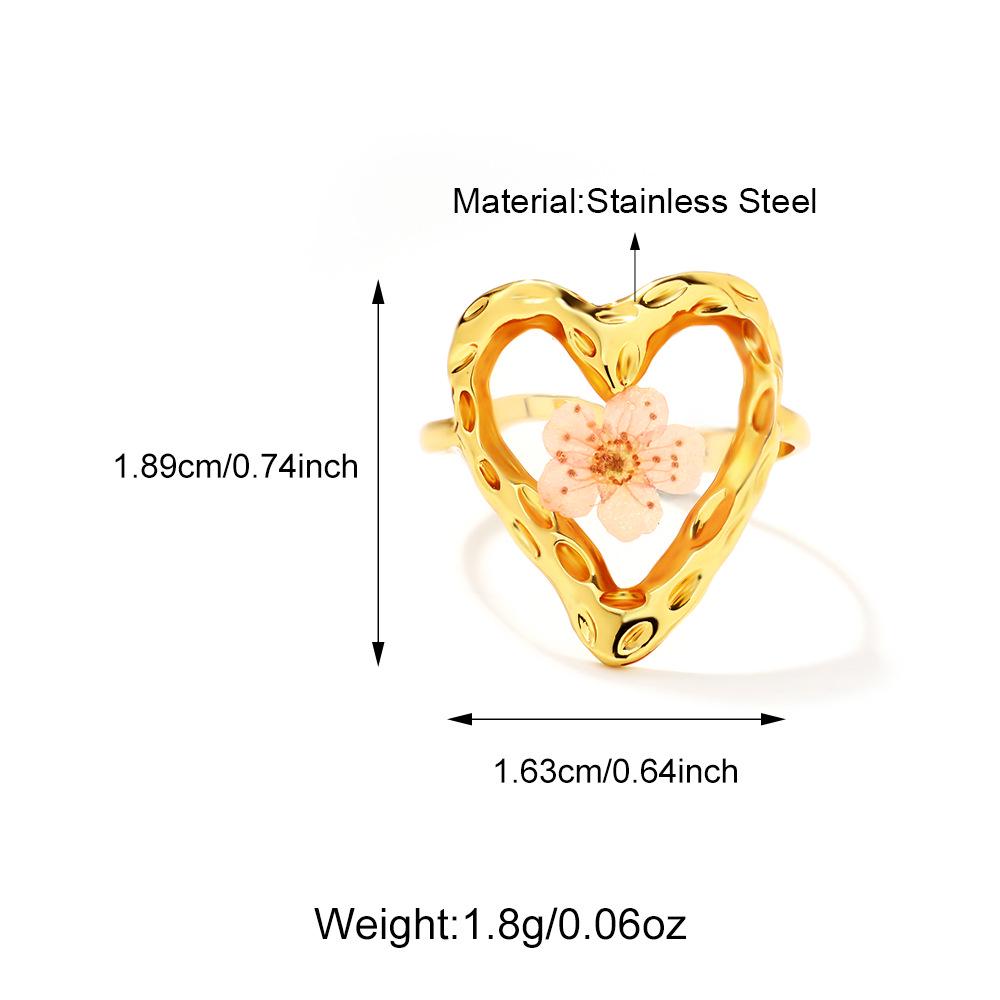 18K Gold Stainless Steel Clover & Daisy Flower Ring for Women