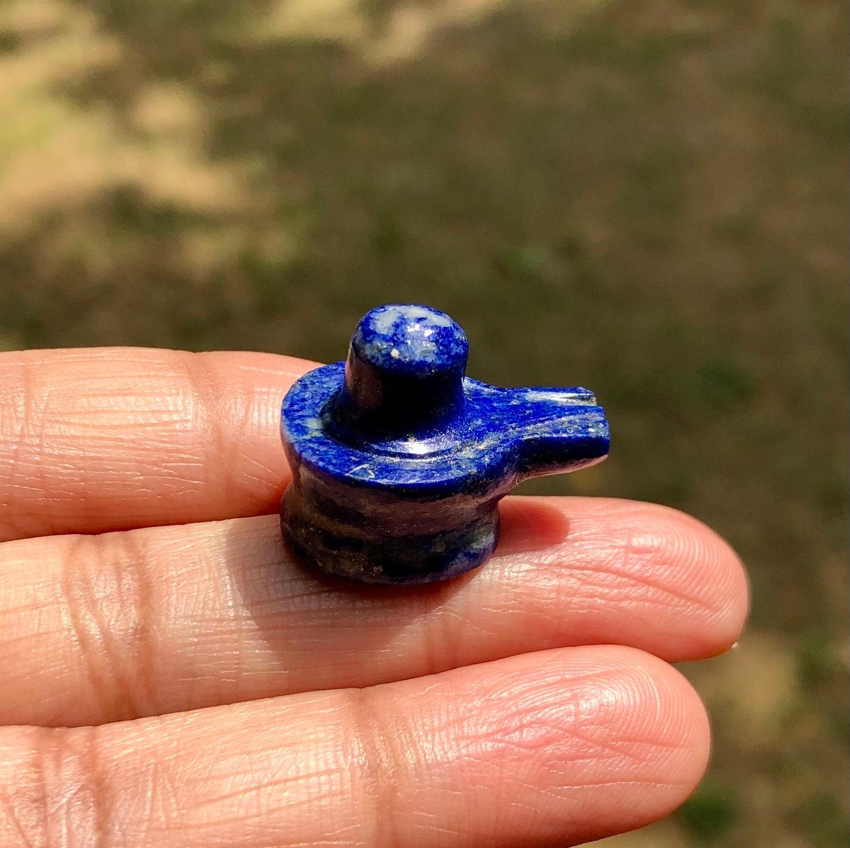 Handmade Lapis Lazuli Shivling, Hindu God Shiva Lingam Pooja (0.8 Inch) One Size