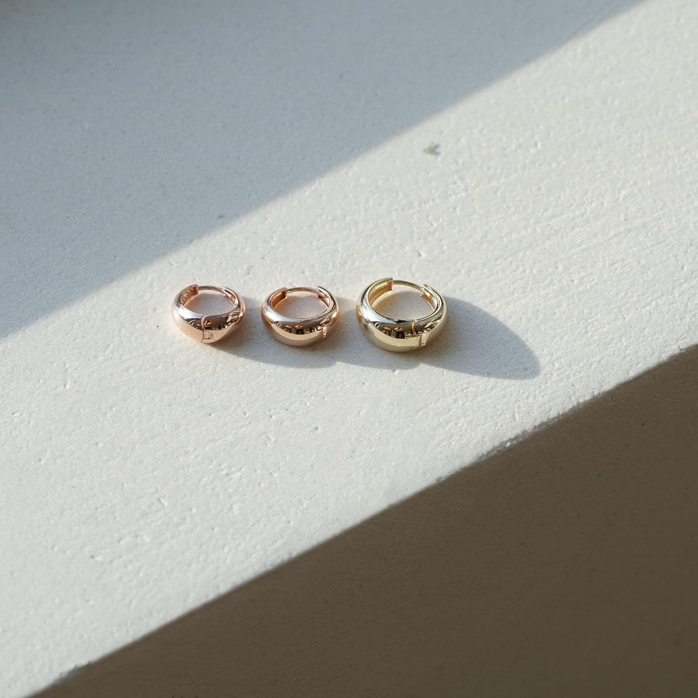 Alleun 14K 18K Teardrop One-Touch Ring Gold Earrings Bold Mini