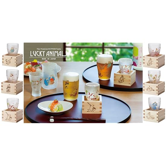 ADERIA Premium Nippon Taste Sake Glass Lucky Animals Bat Masu Sake Glass 100ml Made in Japan Gift Bo